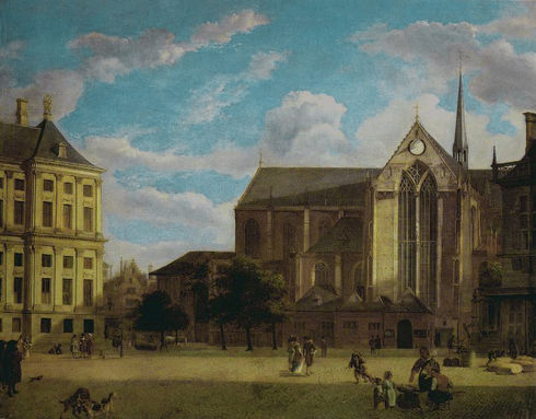 NKAH-2 The Dam in Amsterdam with the Town Hall and Nieuwe Kerk