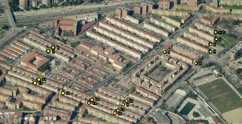 ES_MAD_MAD Madrid-021-01 SyA Plano de los 17 relojes de Usera